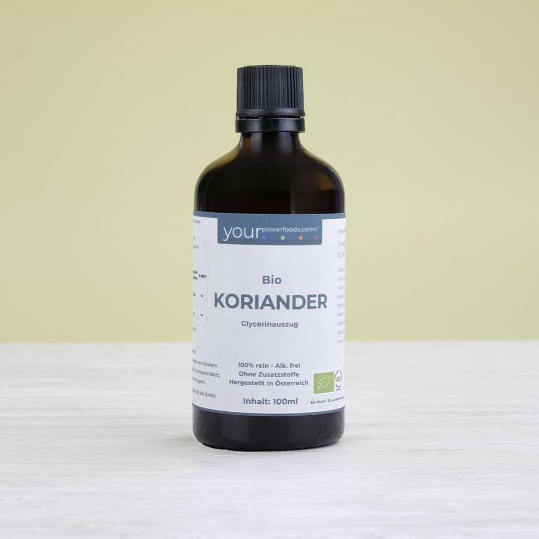 Organska tinktura koriandra, skladna, brez alkohola, 100 ml