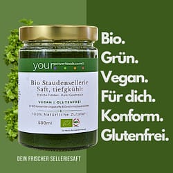 Bio Staudensellerie Saft, tiefgekühlt, konform, vegan, glutenfrei, 500 ml