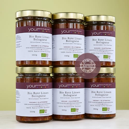 Bio Rote Linsen Bolognese, konform, vegan, Vorteilspaket 6 x 550 Gramm
