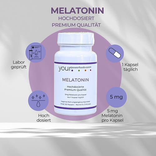 Melatonin 5mg, hochdosiert, 3er Vorteilsset - 3x 60 Kapseln
