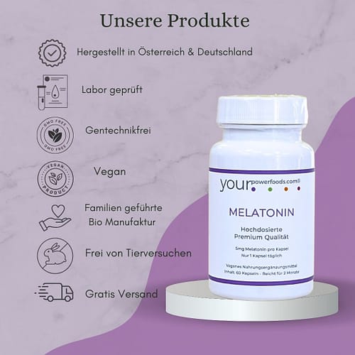 Melatonin 5mg, hochdosiert - 1 Packungen a' 60 Stk = 60 Tage