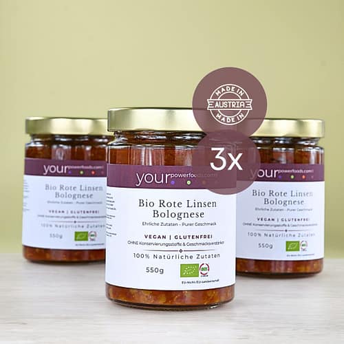 Bio Rote Linsen Bolognese, konform, vegan, Vorteilspaket 3 x 550g