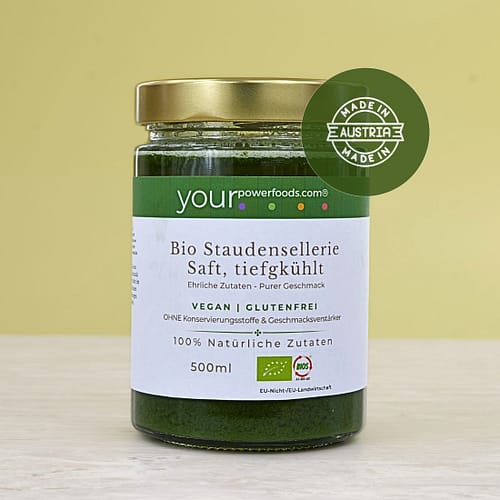 Bio Staudensellerie Saft, tiefgekühlt, konform, vegan, glutenfrei, 500 ml