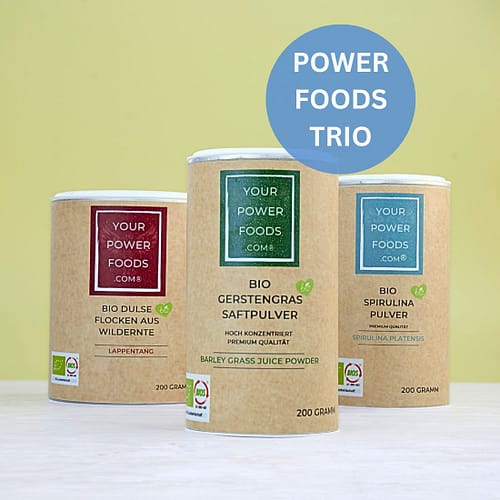Power Foods Trio - Bio Spirulina, Dulse Flocken & Gerstengras im Set