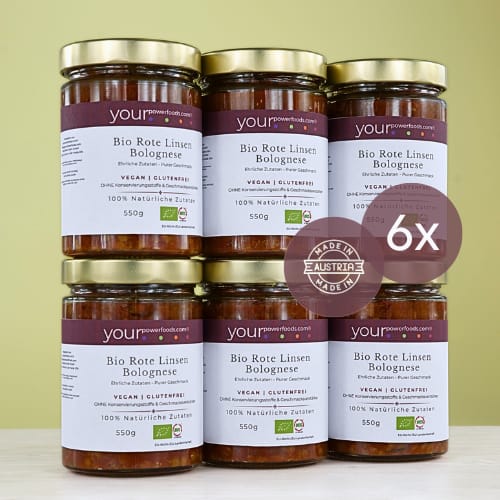 Bio Rote Linsen Bolognese, konform, vegan, Vorteilspaket 6 x 550 Gramm
